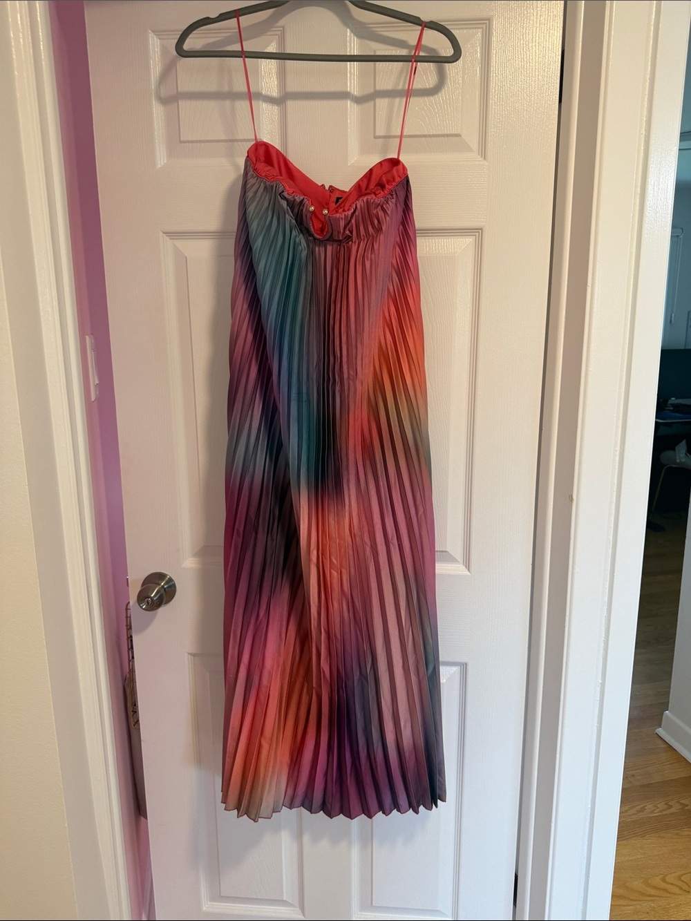 Abercrombie & Fitch Pleated Maxi Skirt in Multicolor Pink and Orange